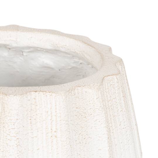 Kate and Laurel 5ft. Oliveira Faux Olive Tree in Claudel Scalloped Distressed White Planter